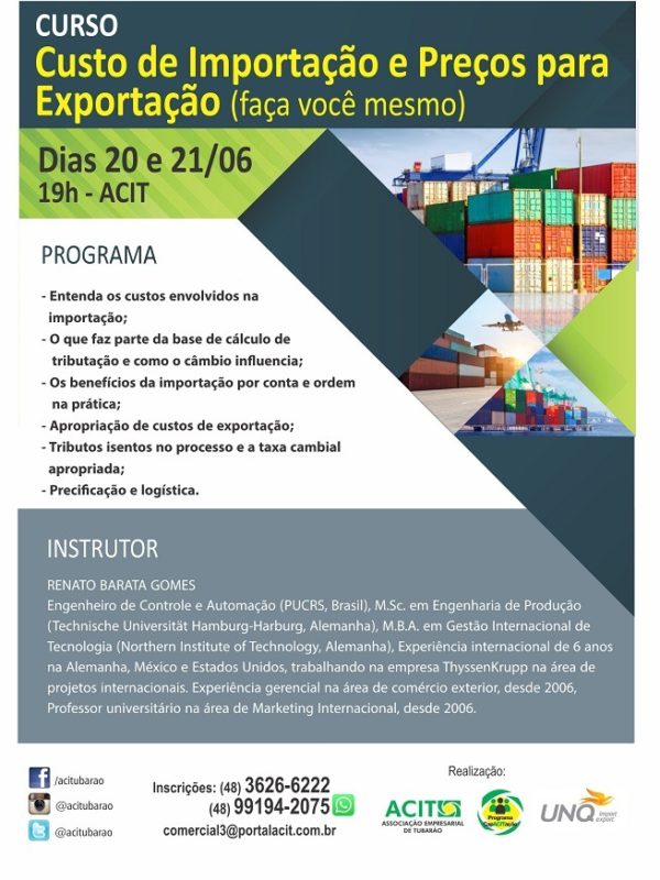 curso de importação e preços para exportação acit tubarão unq o mundo dos negocios